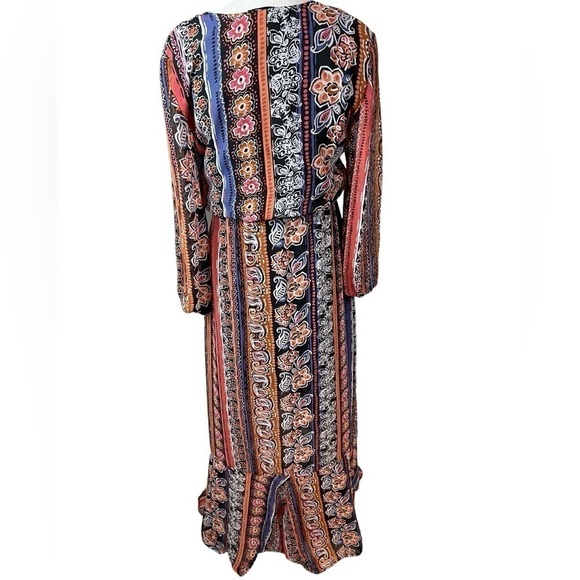 Venus women’s printed striped maxi dress 3/4 sheer sleeves v neckline size 6 - Picture 6 of 17